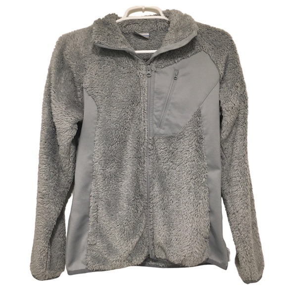 COLUMBIA Fuzzy Long Fleece / Fur Jacket: Full Zip, Cozy & Warm, Gray, Small - Picture 4 of 6